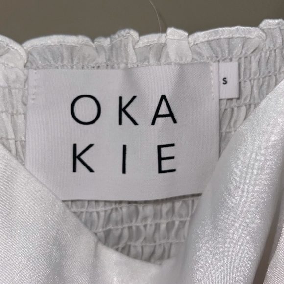 Workhall White Satin Tie Up Straps Top - Picture 2 of 3